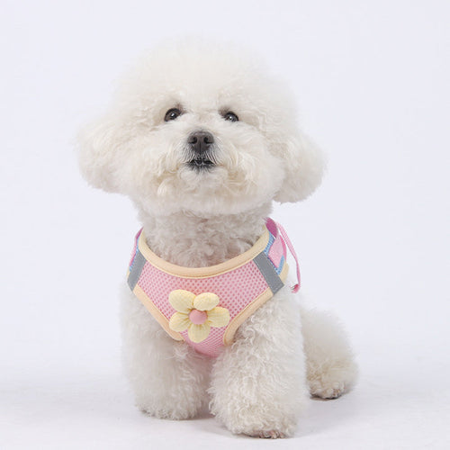 Breathable Flower Decor Dog Harness&Leash
