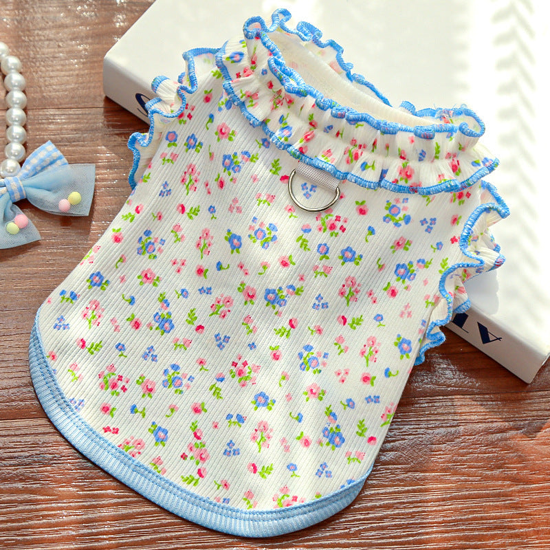 Floral Layered Dog Cat Harness Dress/Vest