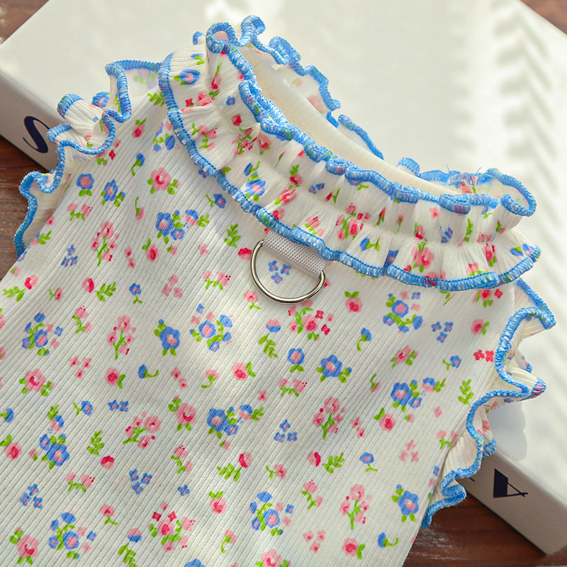 Floral Layered Dog Cat Harness Dress/Vest