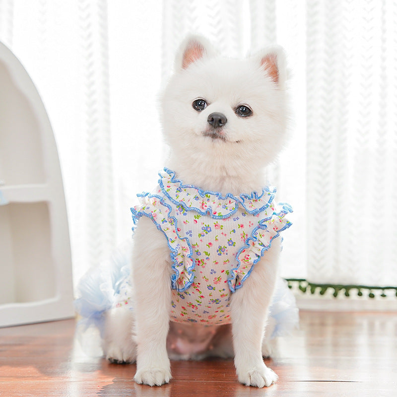 Floral Layered Dog Cat Harness Dress/Vest