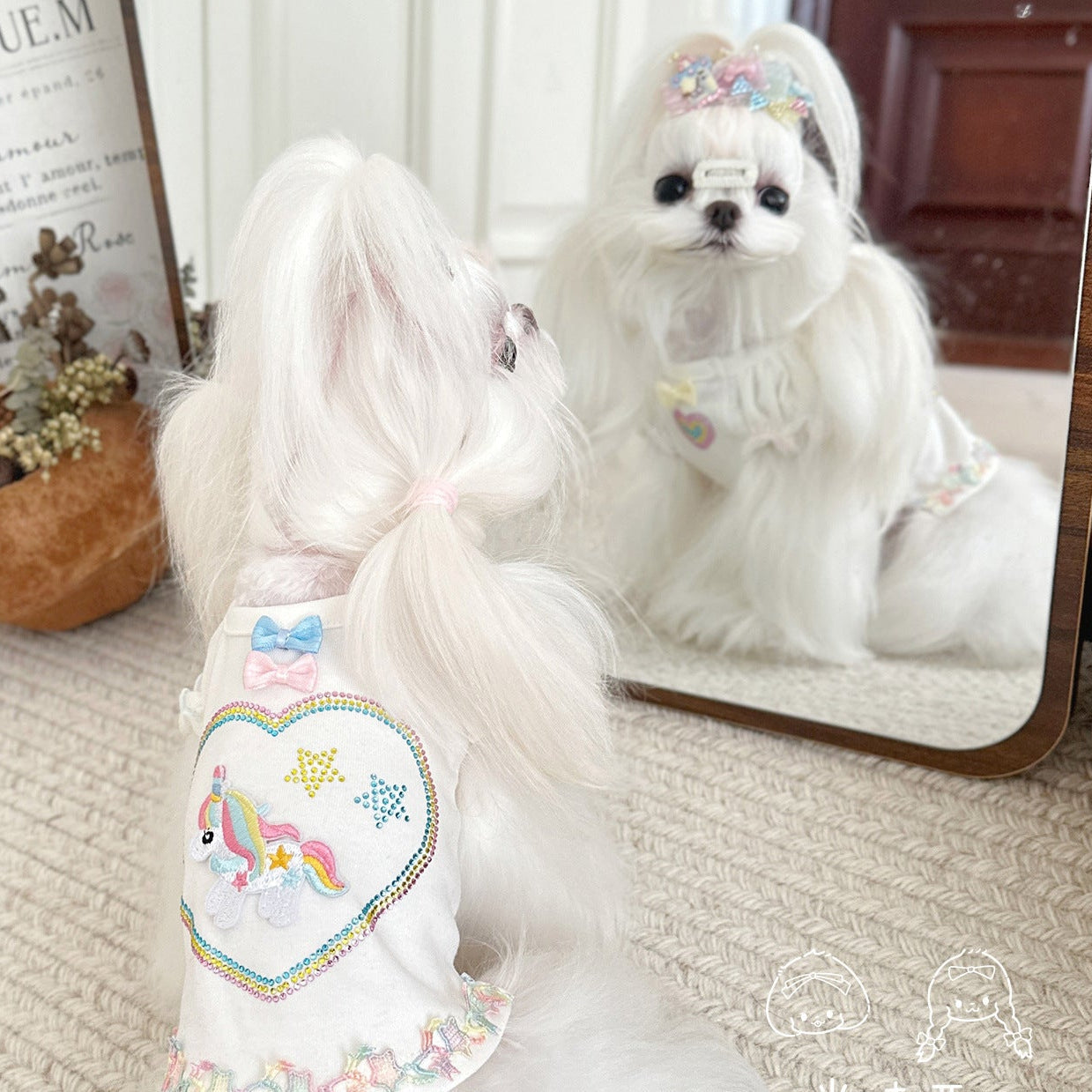 Unicorn Heart Pattern Dog Cat T-shirt