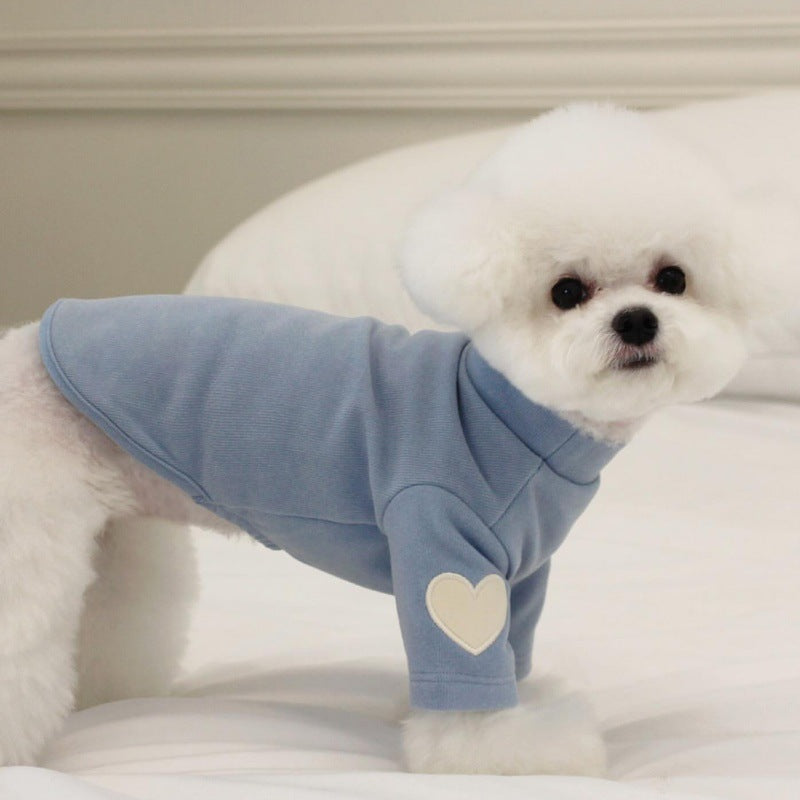 Fleece Heart Sleeve Decor Dog Cat Pullover