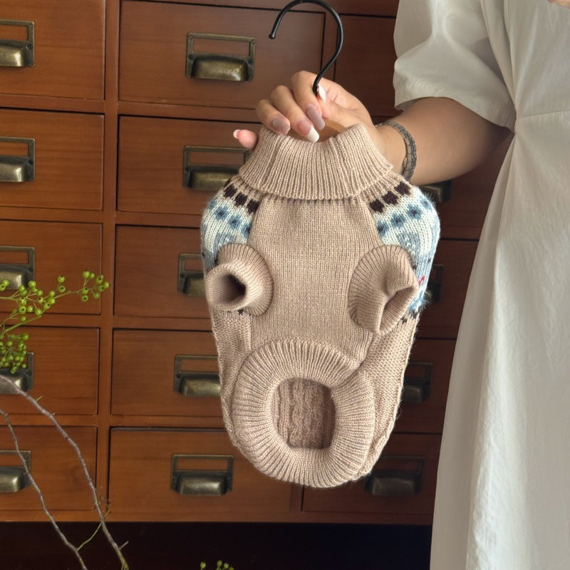 Rabbit Cable-Knit Dog Cat Sweater