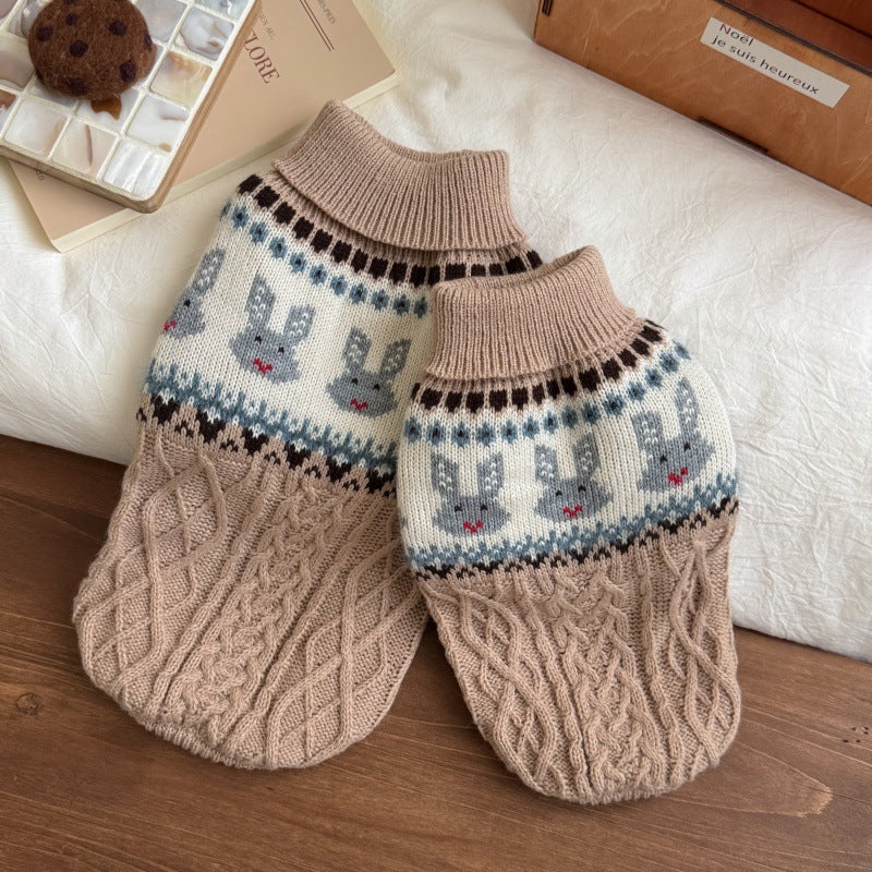 Rabbit Cable-Knit Dog Cat Sweater