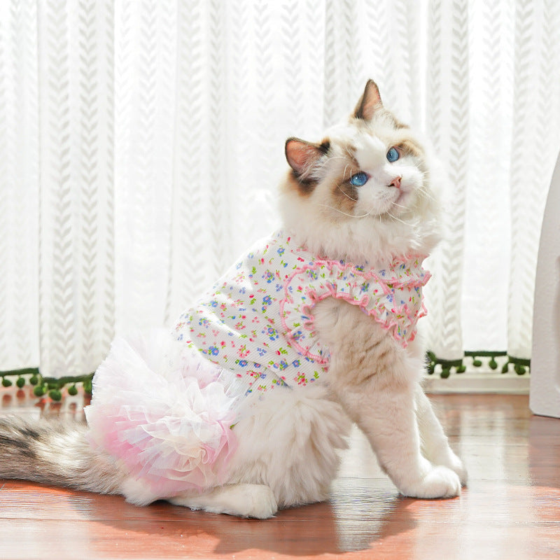 Floral Layered Dog Cat Harness Dress/Vest