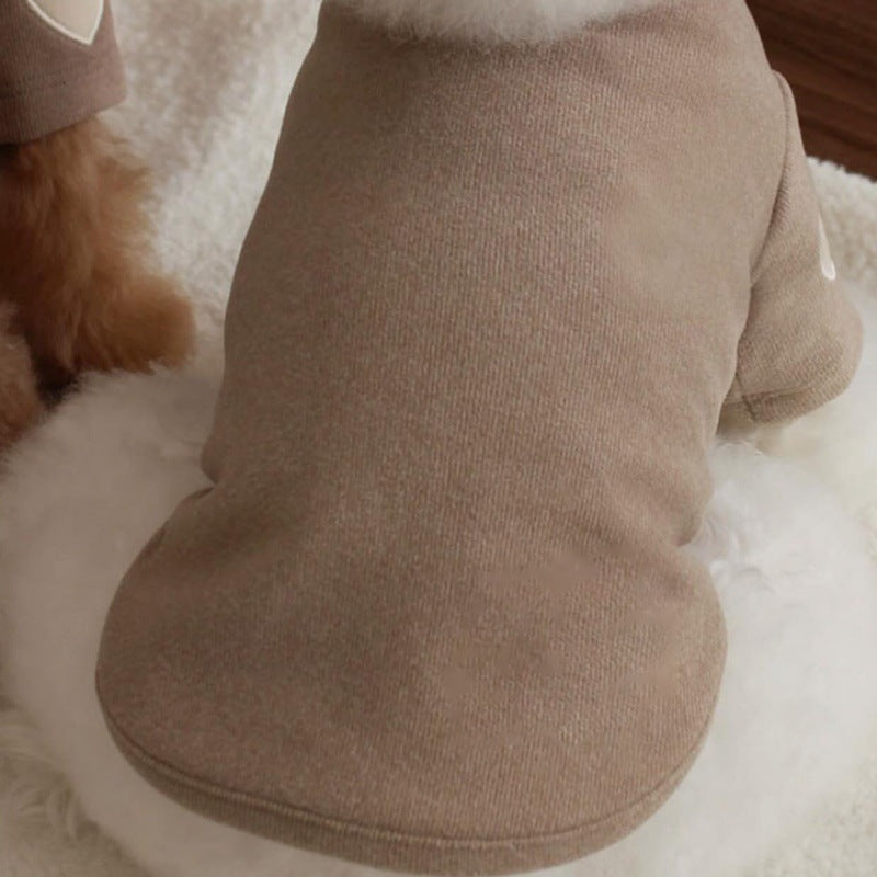 Fleece Heart Sleeve Decor Dog Cat Pullover