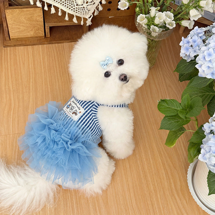 Plaid Tag Decor Dog Cat Lace Dress