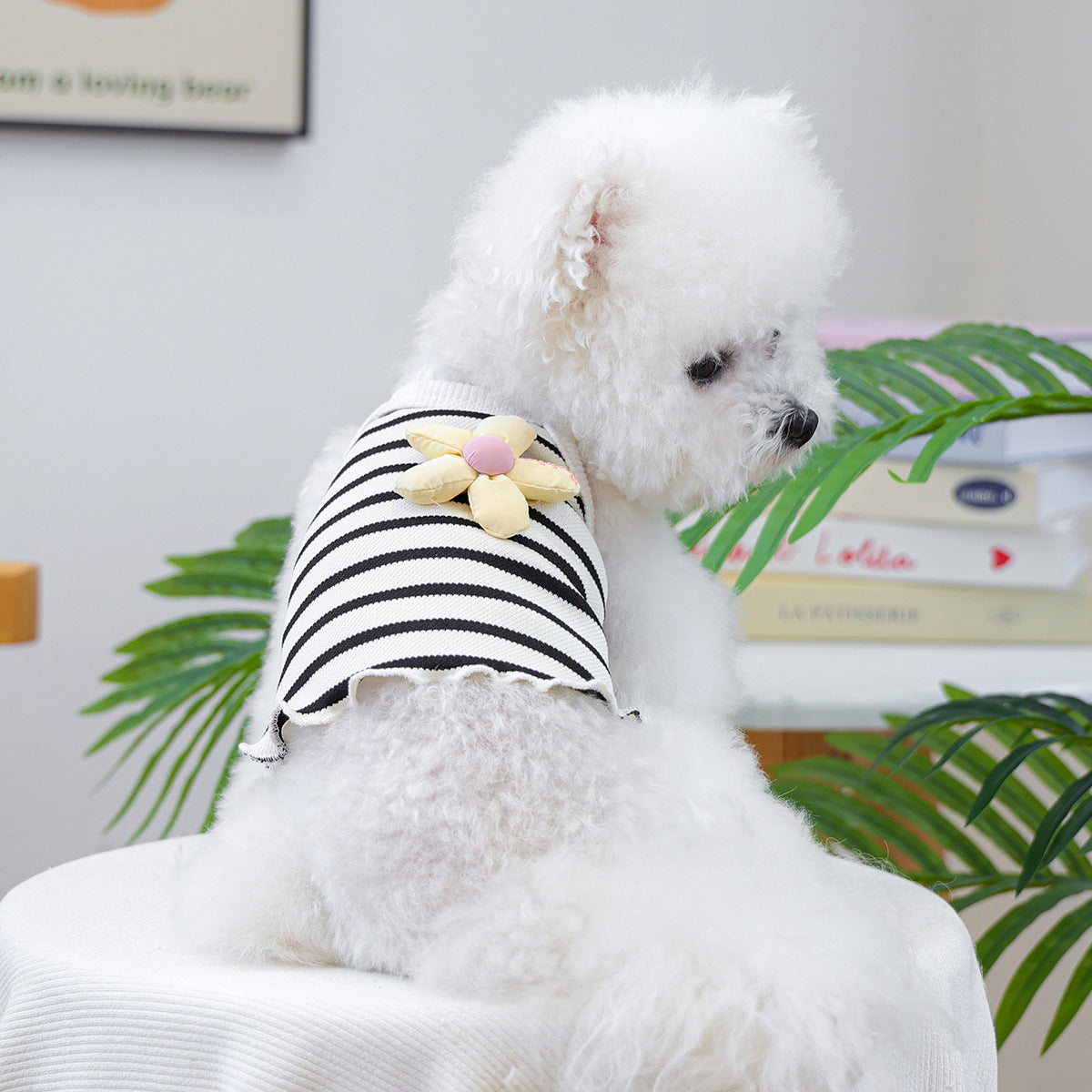 Breathable Striped Flower Decor Dog Cat Vest