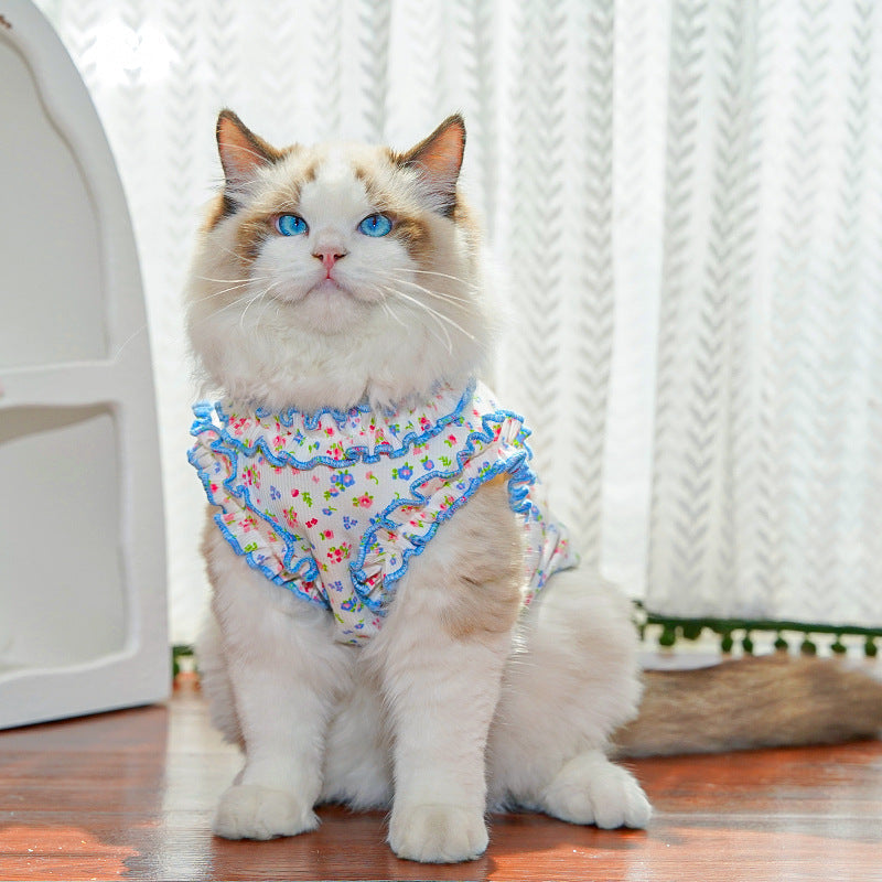 Floral Layered Dog Cat Harness Dress/Vest