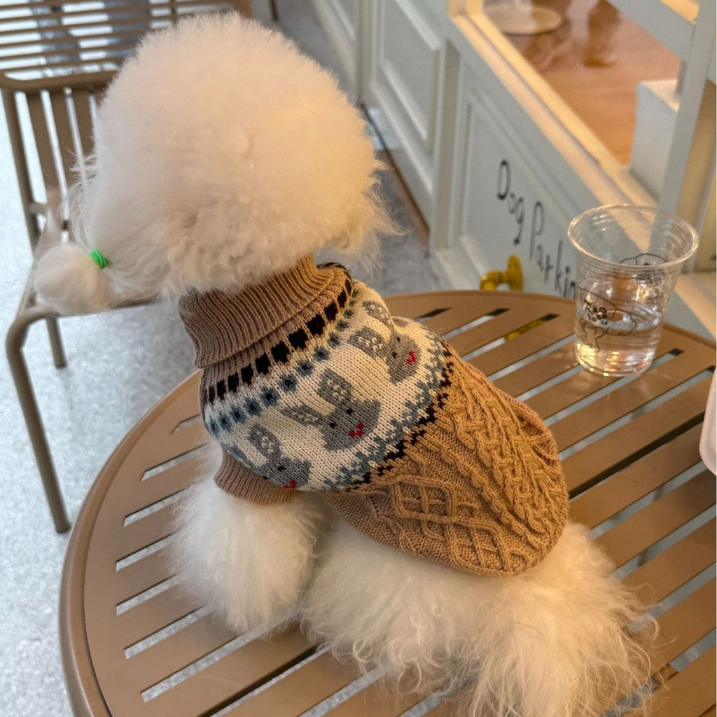 Rabbit Cable-Knit Dog Cat Sweater