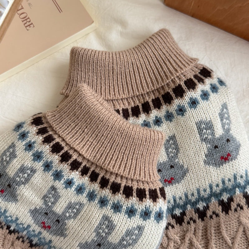 Rabbit Cable-Knit Dog Cat Sweater