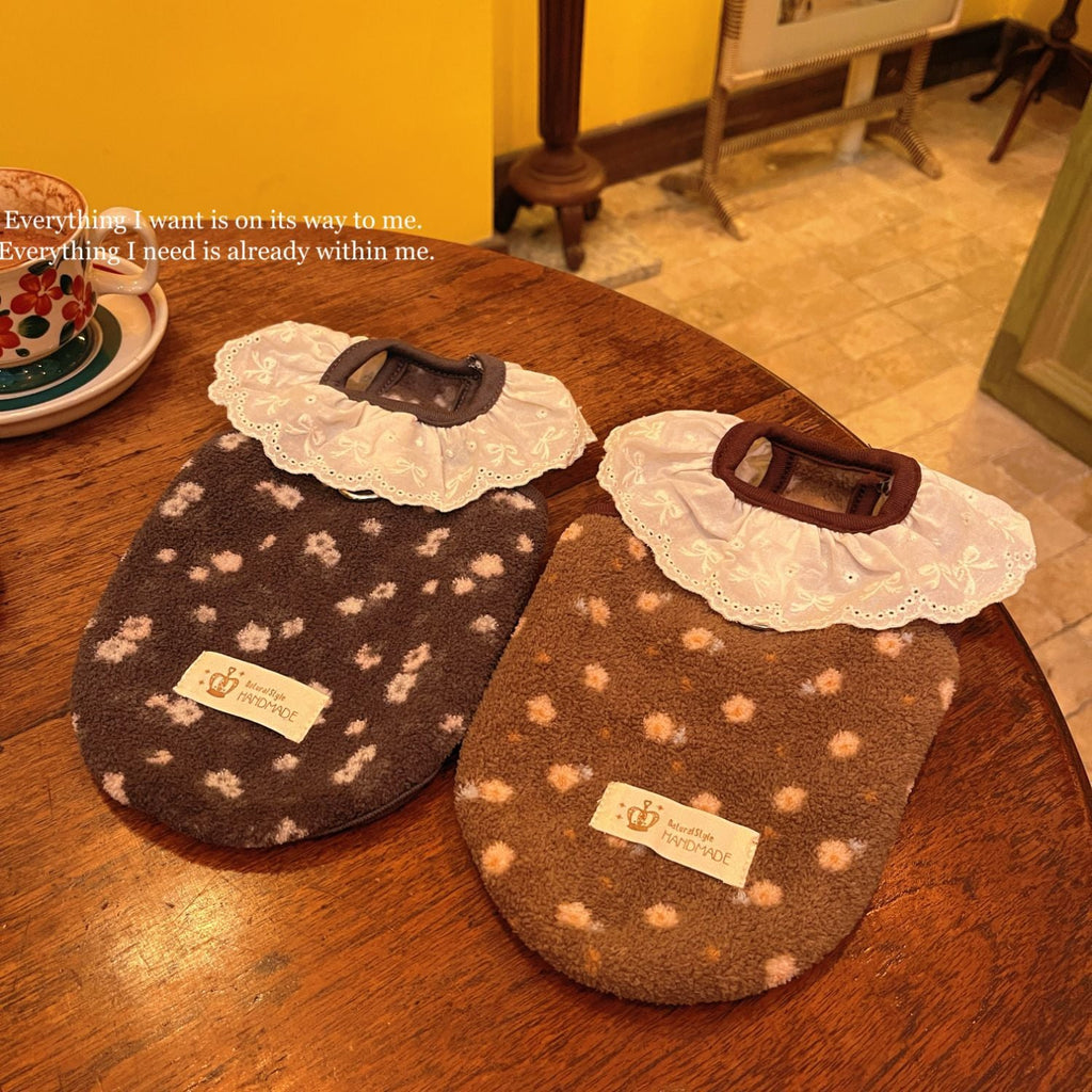 Sweet Furry Lace Collar Floral Dog Cat Vest