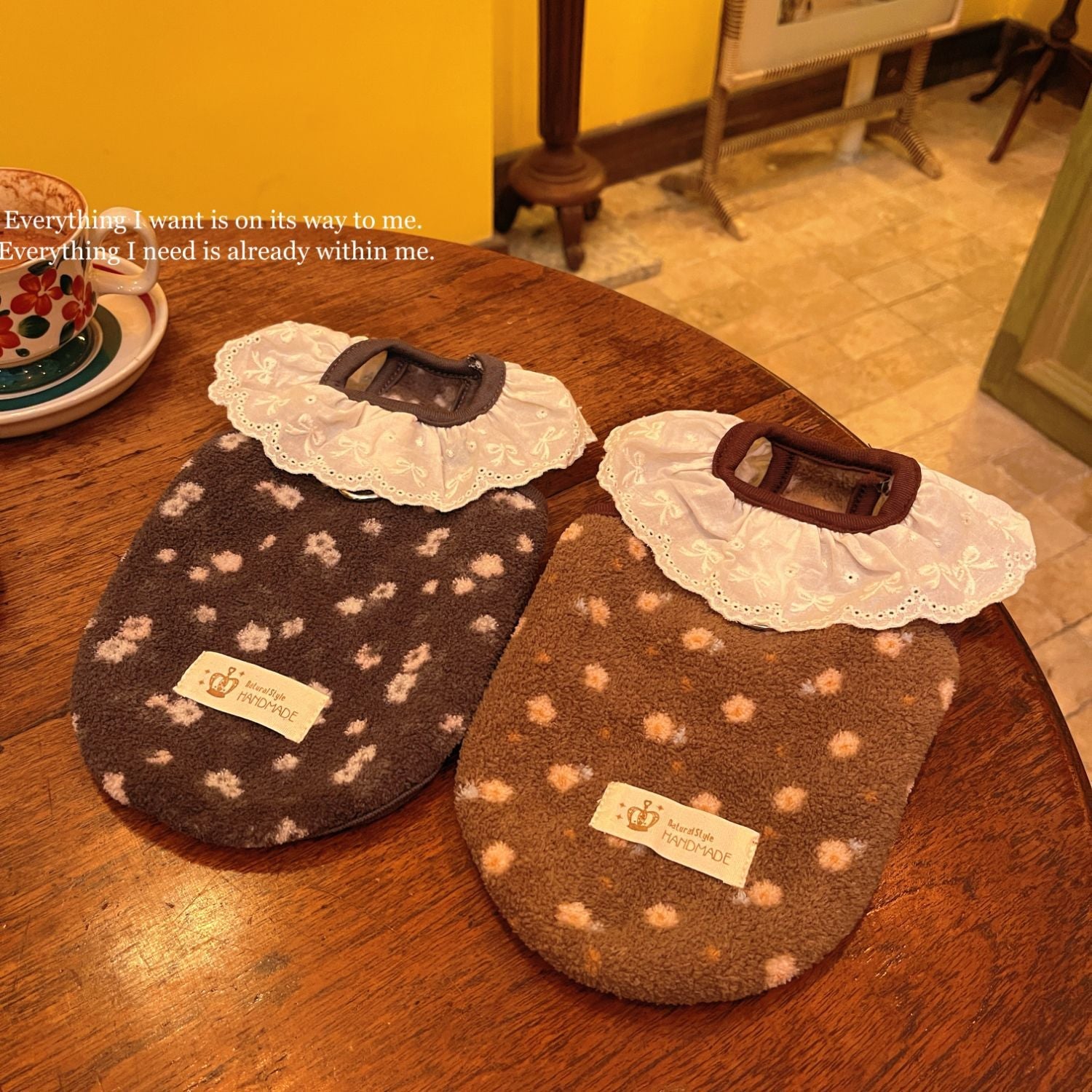Sweet Furry Lace Collar Floral Dog Cat Vest
