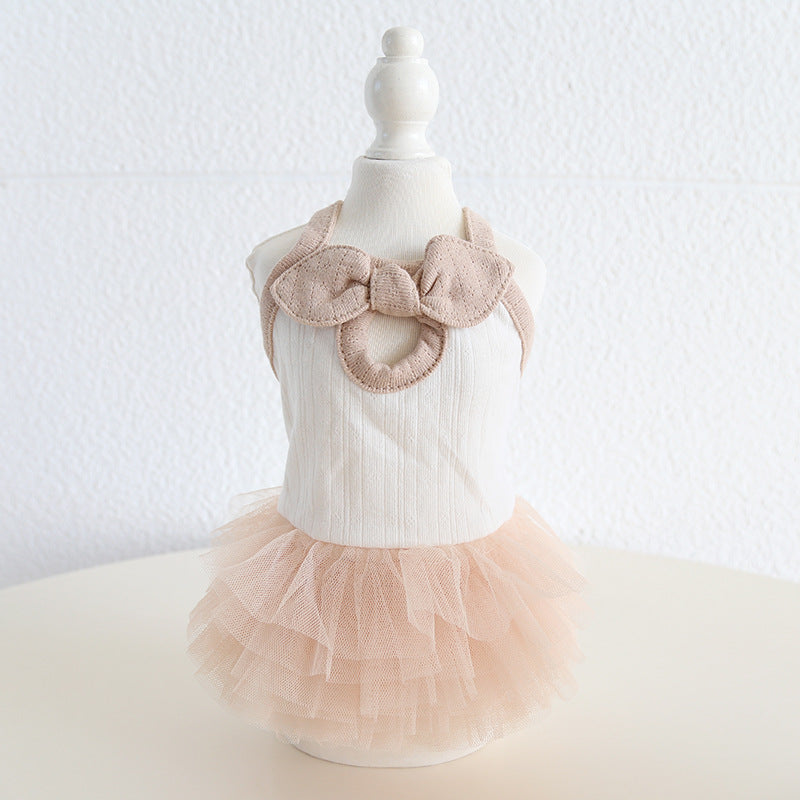 Contrast Color Sweet Bow Dog Cat Dress