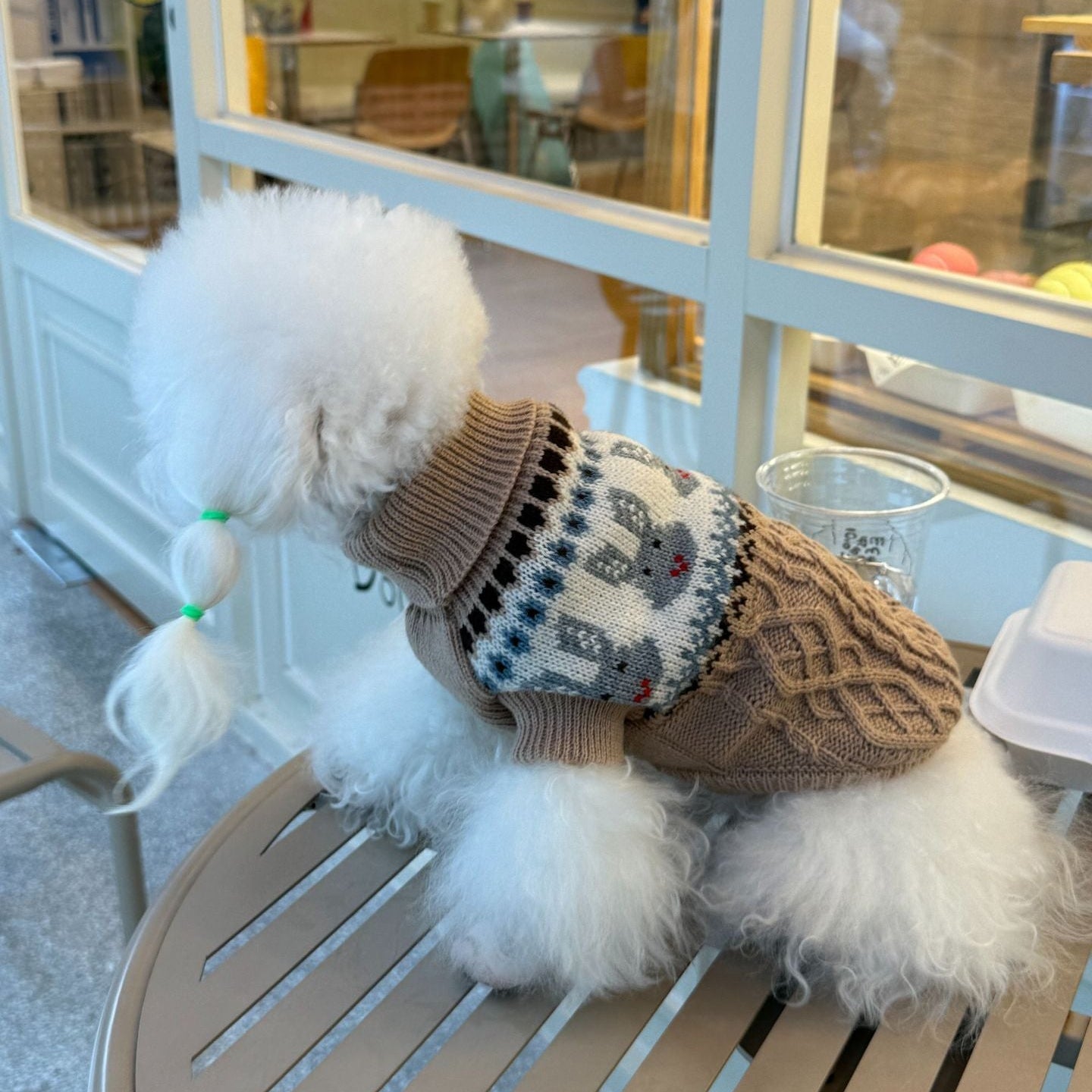Rabbit Cable-Knit Dog Cat Sweater