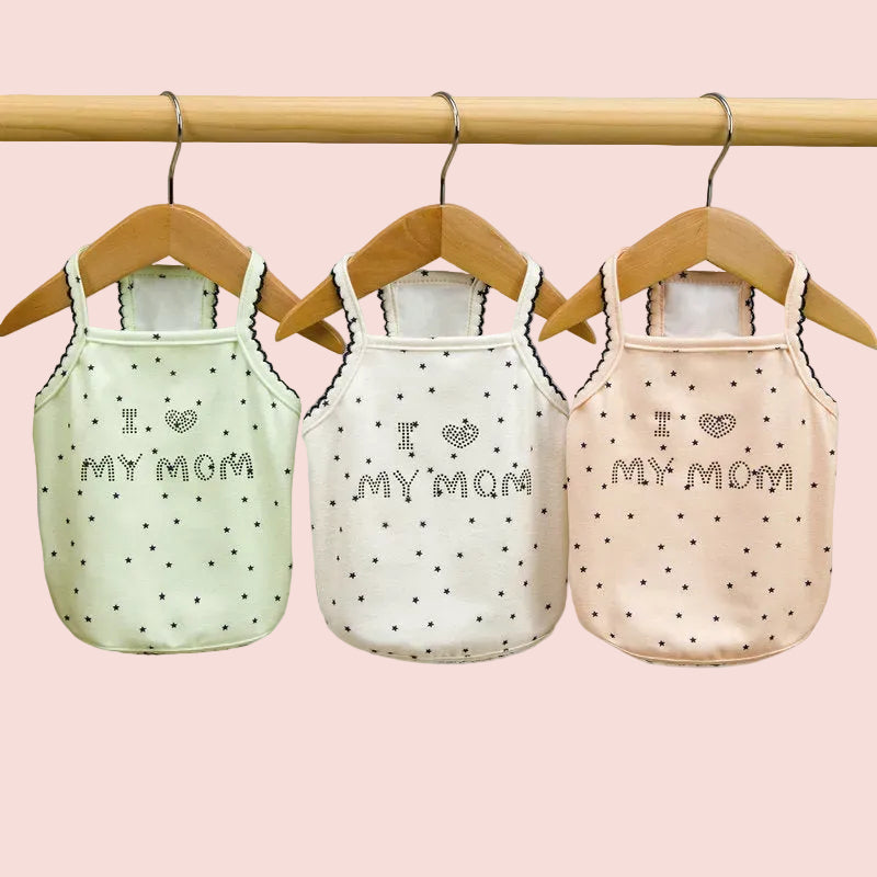 Love Mom Printed Star Dog Cat Vest