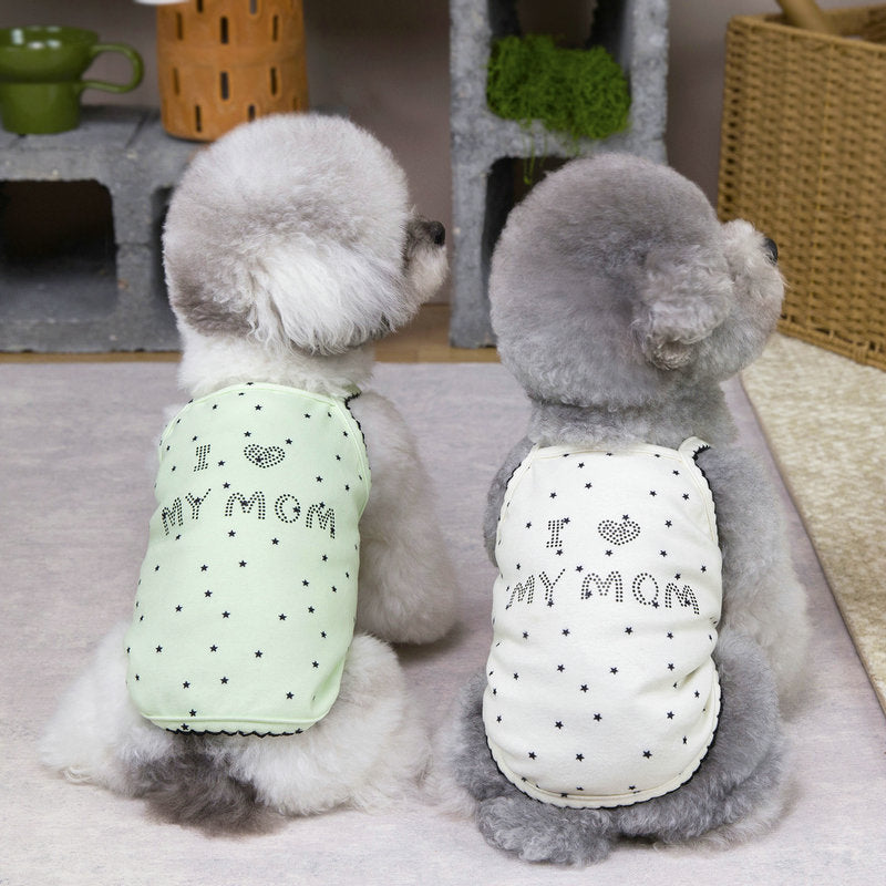 Love Mom Printed Star Dog Cat Vest