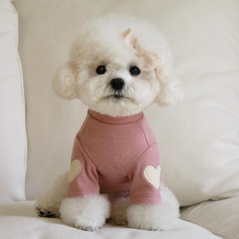 Fleece Heart Sleeve Decor Dog Cat Pullover