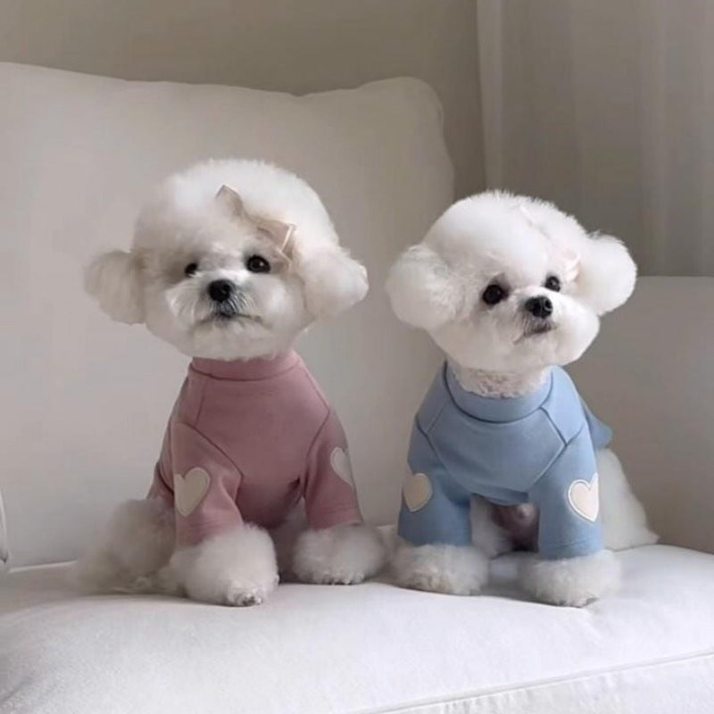 Fleece Heart Sleeve Decor Dog Cat Pullover