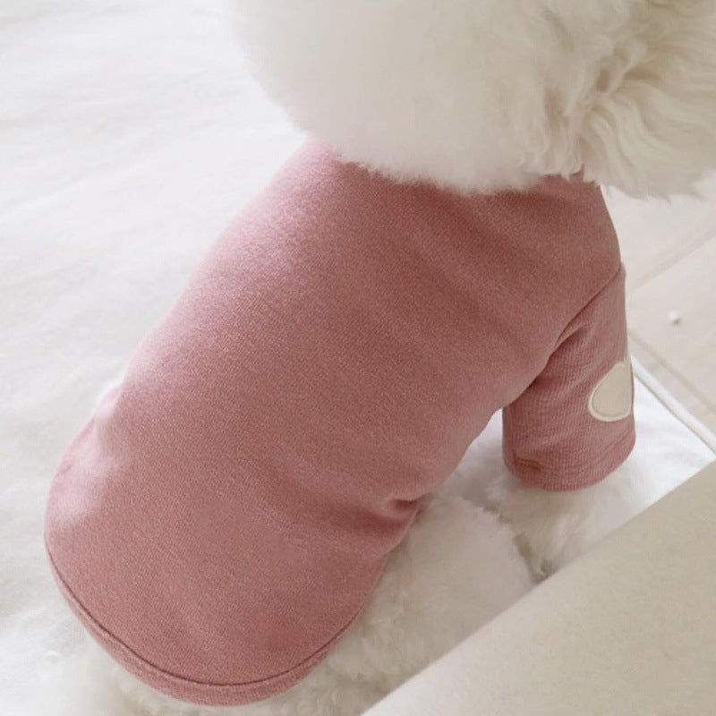 Fleece Heart Sleeve Decor Dog Cat Pullover
