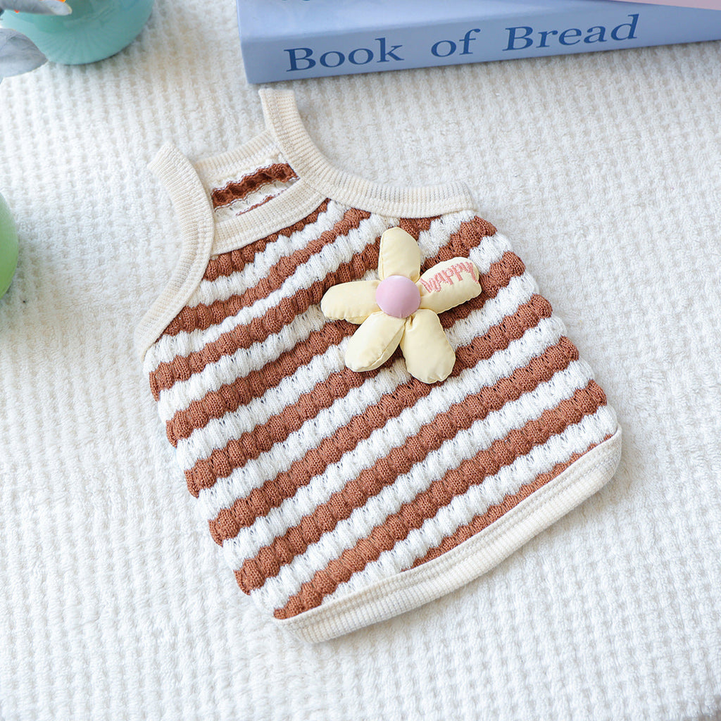 Breathable Striped Flower Decor Dog Cat Vest