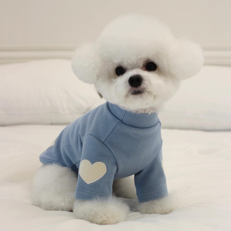 Fleece Heart Sleeve Decor Dog Cat Pullover