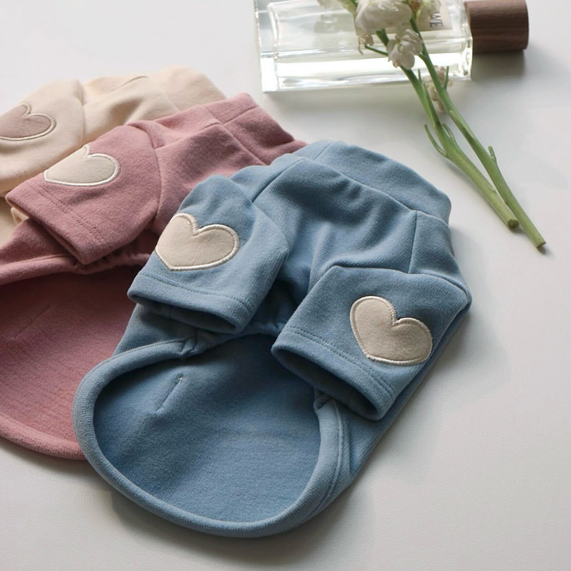 Fleece Heart Sleeve Decor Dog Cat Pullover