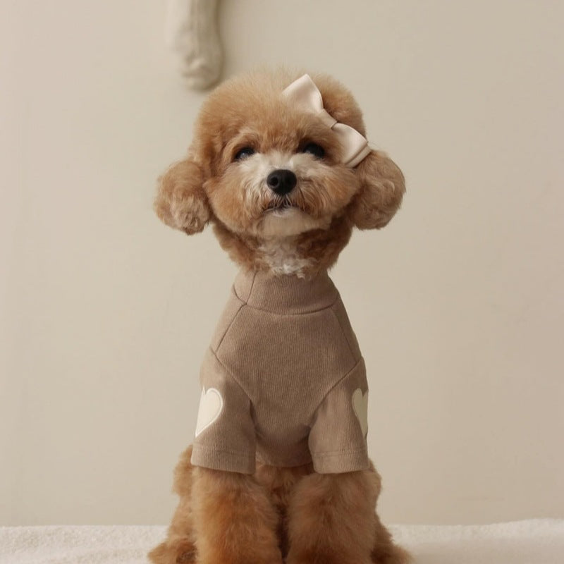 Fleece Heart Sleeve Decor Dog Cat Pullover