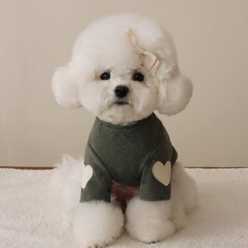 Fleece Heart Sleeve Decor Dog Cat Pullover