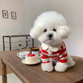Casual Striped Collar Buttoned Dog Cat T-shirt