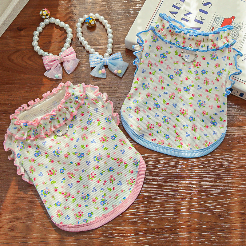 Floral Layered Dog Cat Harness Dress/Vest