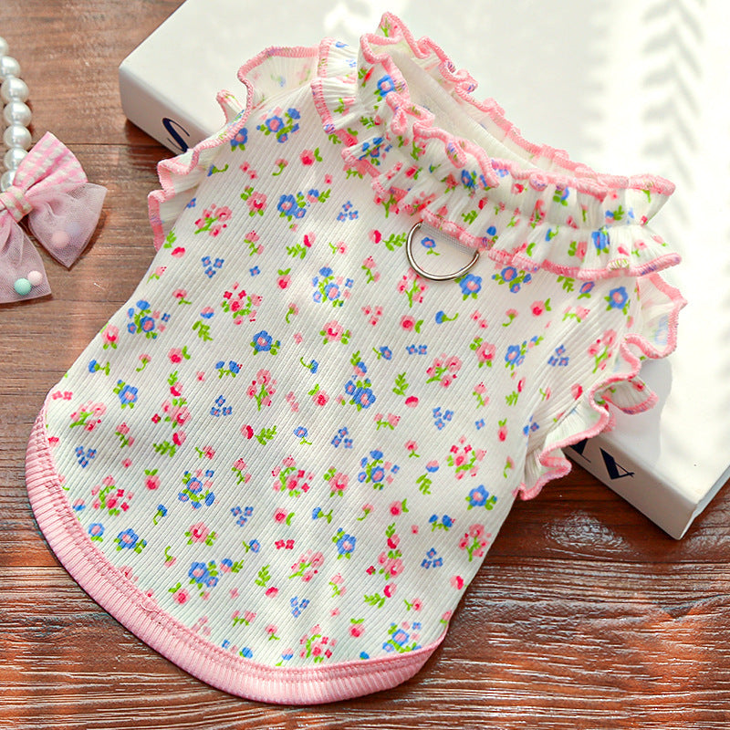 Floral Layered Dog Cat Harness Dress/Vest