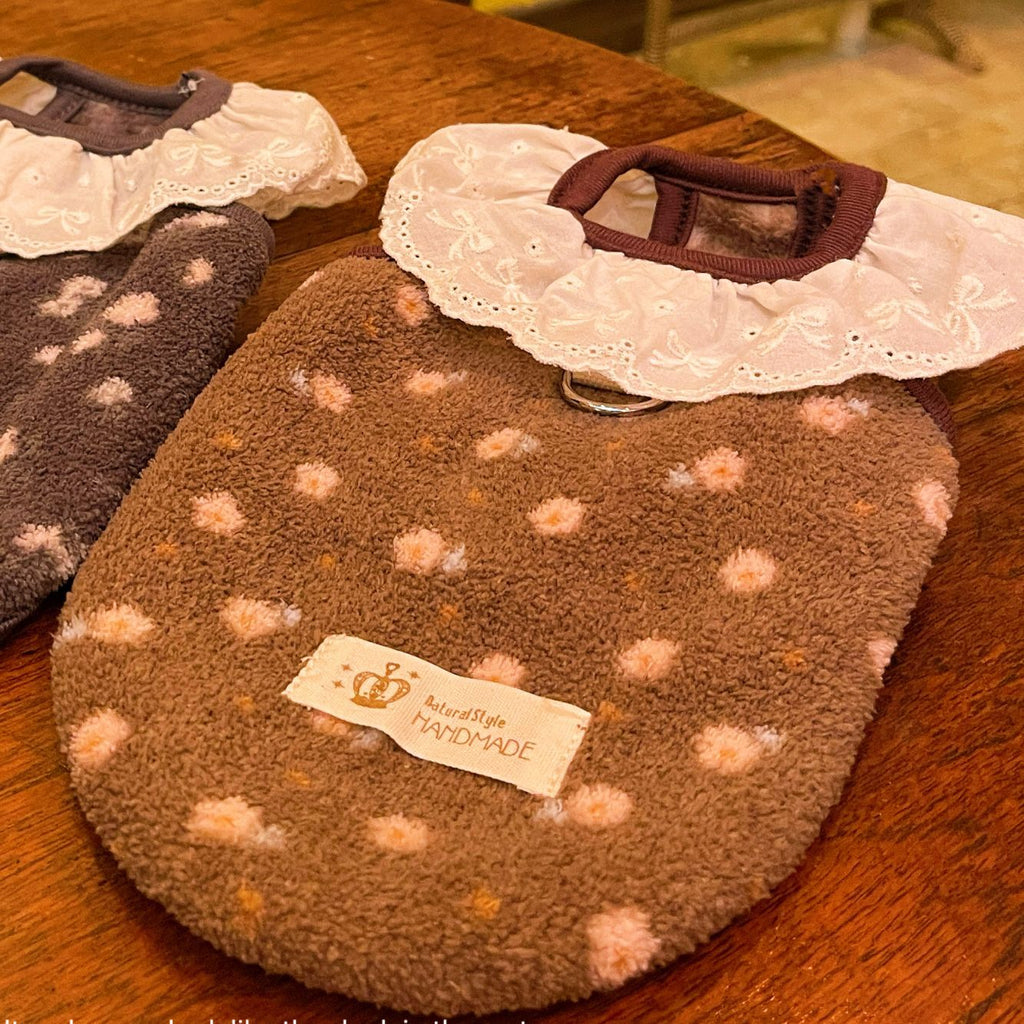 Sweet Furry Lace Collar Floral Dog Cat Vest