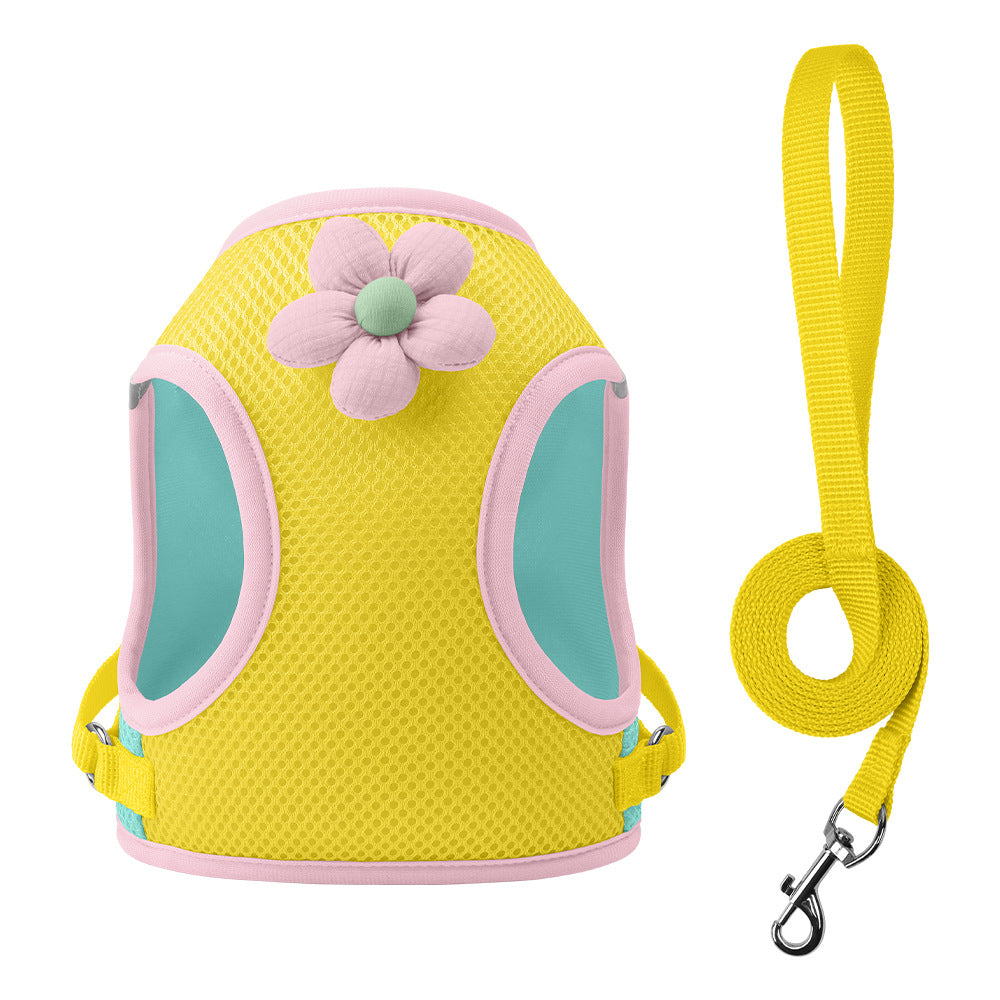 Breathable Flower Decor Dog Harness&Leash