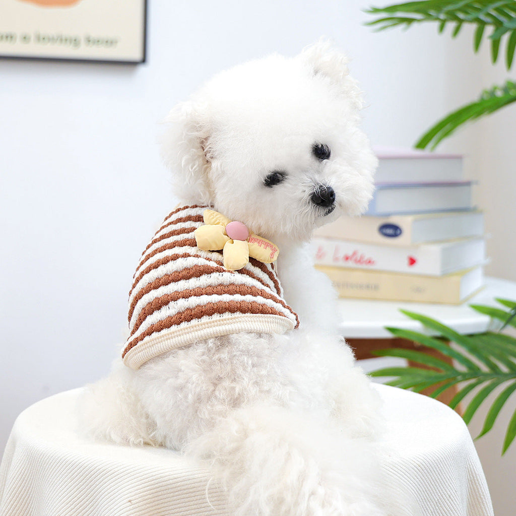 Breathable Striped Flower Decor Dog Cat Vest