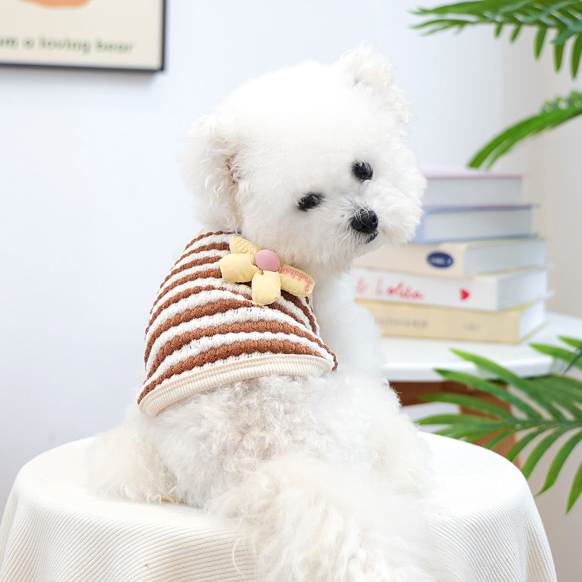 Breathable Striped Flower Decor Dog Cat Vest