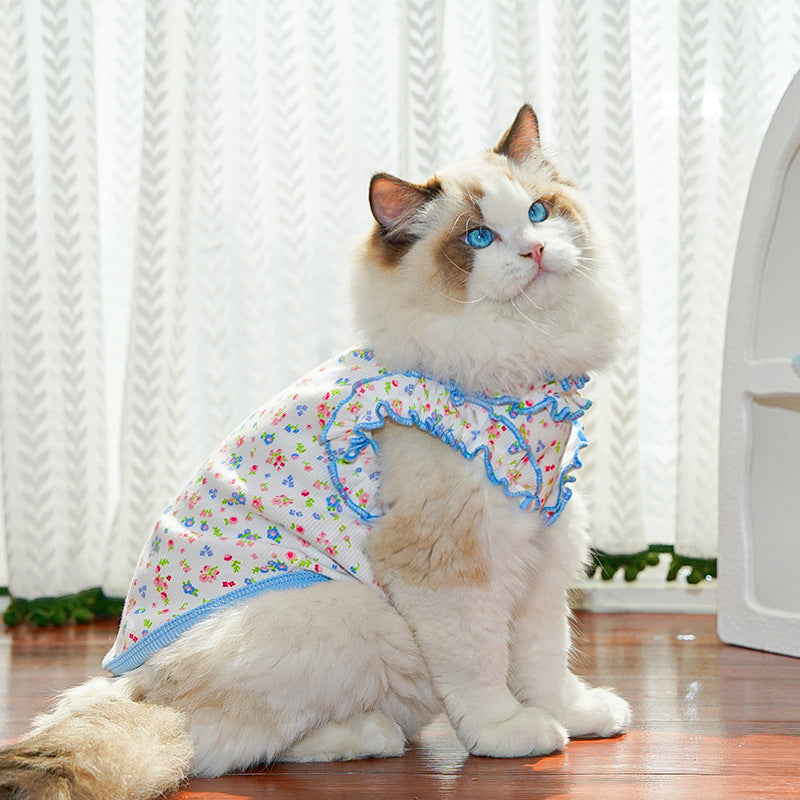 Floral Layered Dog Cat Harness Dress/Vest
