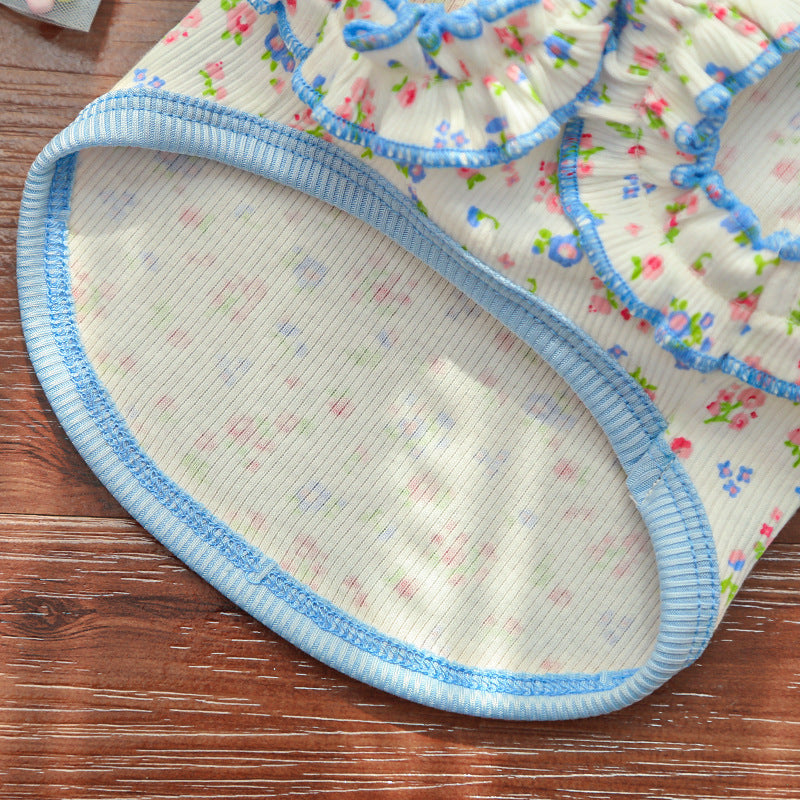 Floral Layered Dog Cat Harness Dress/Vest