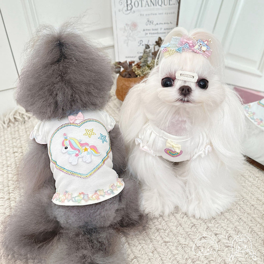 Unicorn Heart Pattern Dog Cat T-shirt