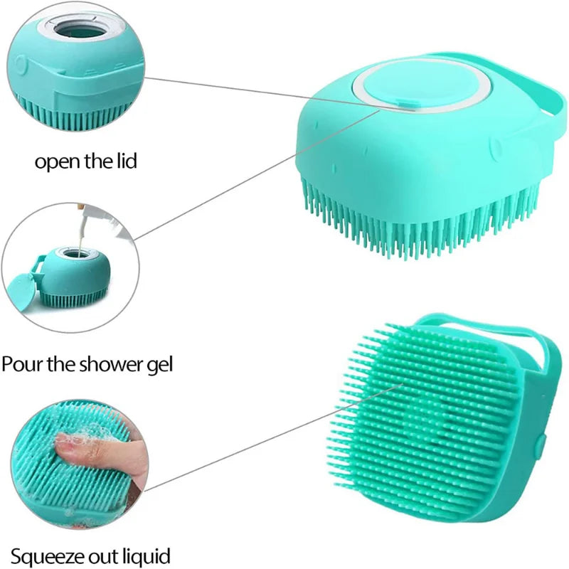 Silicone Pet Bathing Brush Massager For Dogs And Cats